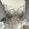 Strapless Embroidered Satin Bow Wedding Dress