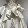 Strapless Embroidered Satin Bow Wedding Dress