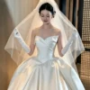 Draped Strapless Satin Wedding Dress