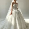 Strapless Sparkly Glitter Tulle Ball Gown