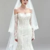 Off the Shoulder Lace Long Sleeve Mermaid Gown